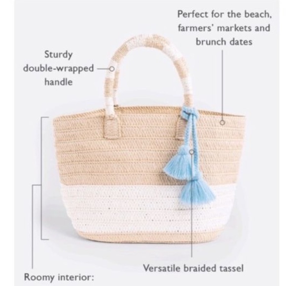 ALTRU straw tote with blue tassel - Picture 2 of 5